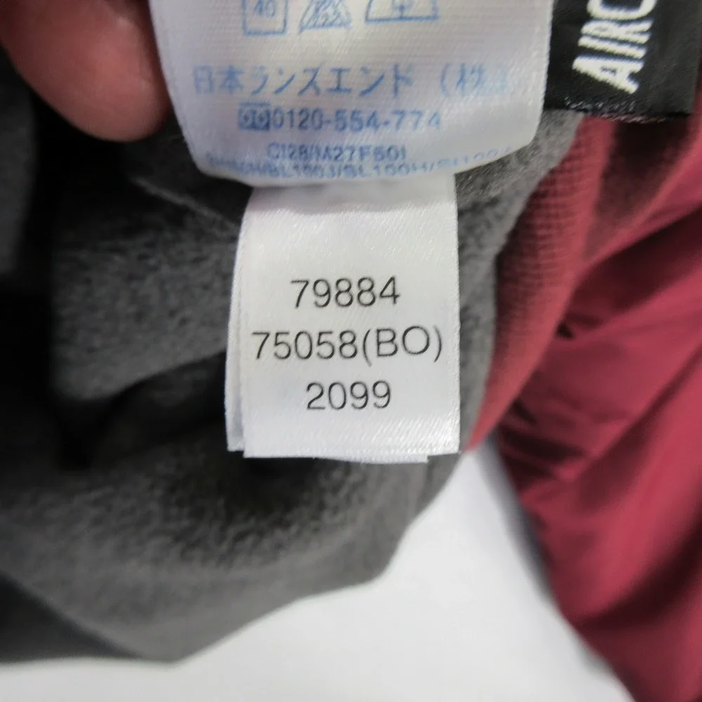 Lands' End Men's Jacket L Bomber Aircore-200 Fleece Lined Burgundy Red Full Zip